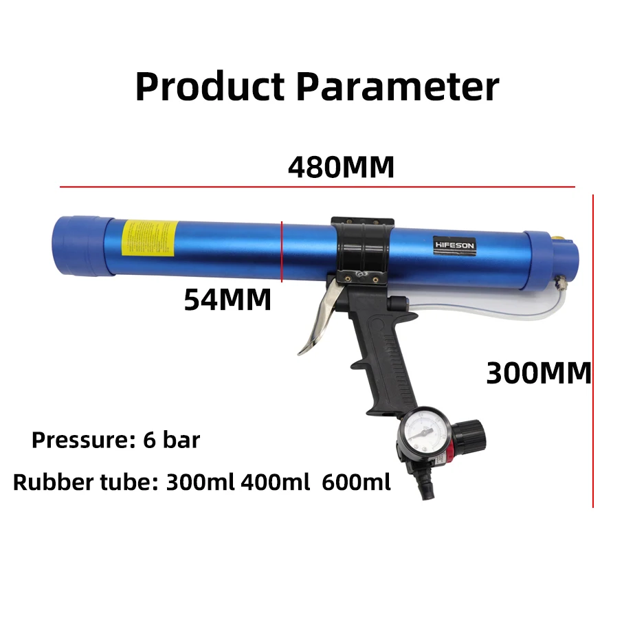 Pneumatic Sealing Gun 400/600ml Air Gun Valve Caulking Nozzle Glass Rubber Grouting Tool Silicone Sausage Caulking Tool