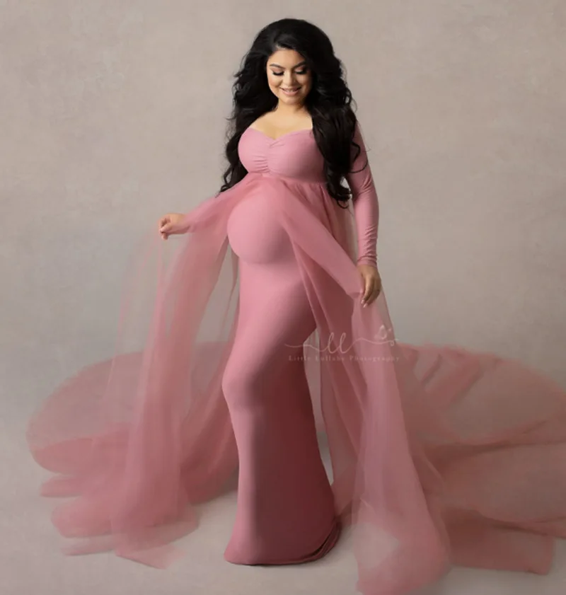 

2024 Pregnant women wedding photography props sexy maxi dress long pregnant women dress photos