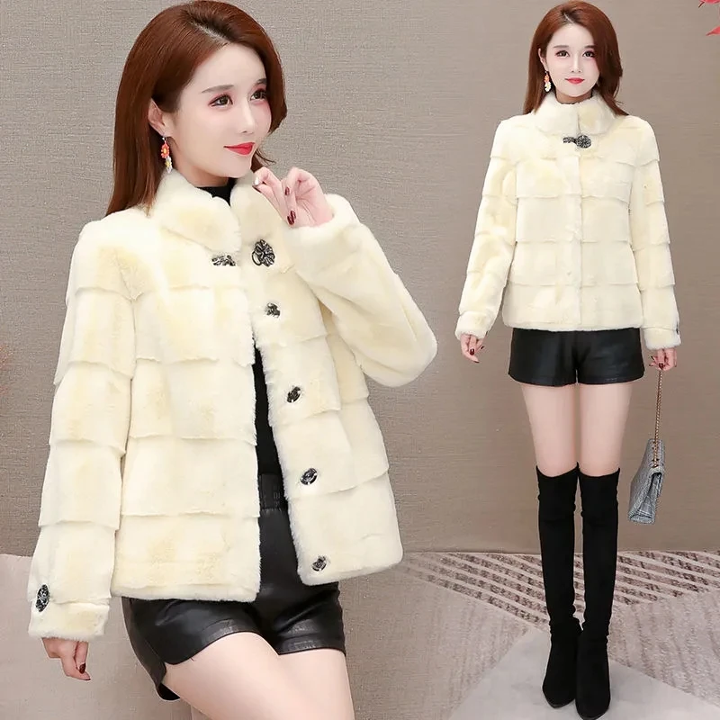 Jaket bulu imitasi wanita, mantel pakaian luar hangat longgar Korea musim gugur dan dingin, jaket bulu imitasi wanita, jaket bulu domba imitasi baru