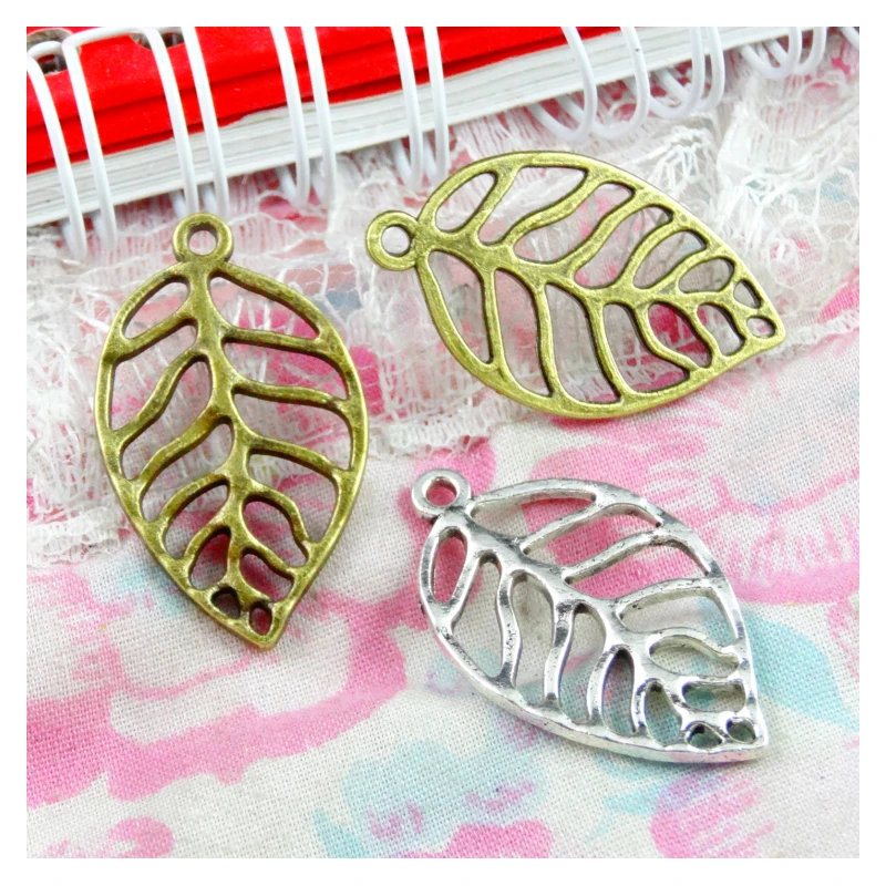 

60pcs 18.3*30.6MM Antique Silver Plated/Antique Bronze Hollow Tree Leaf Charms Leaves DIY Jewelry Accessories