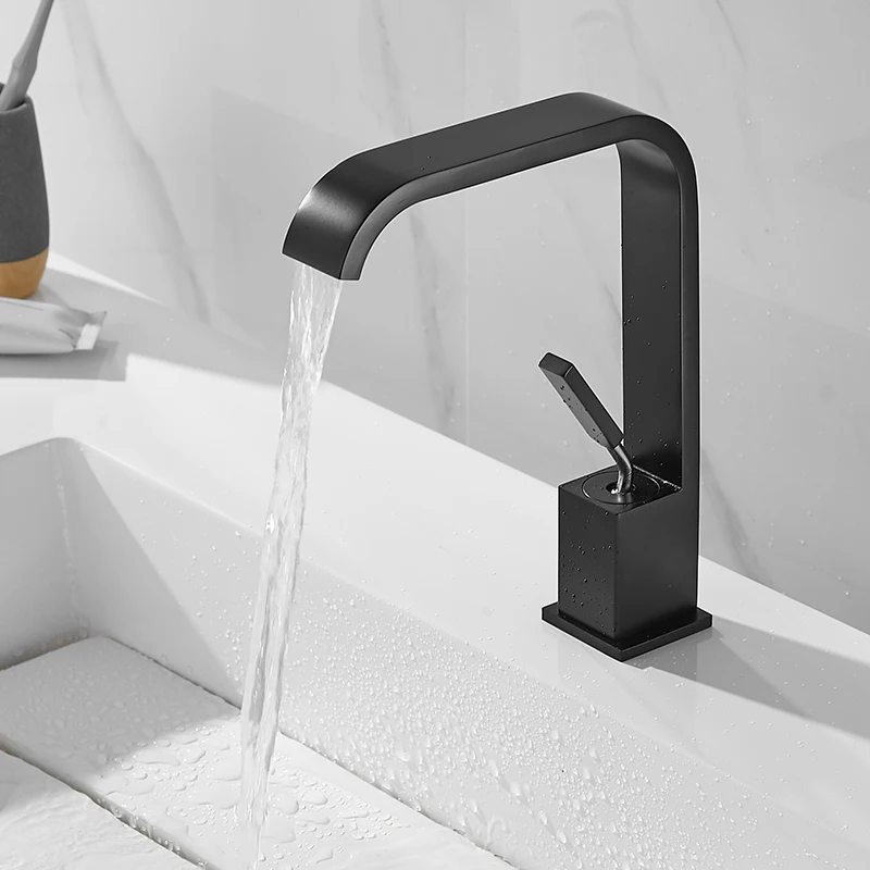 

Black Basin Faucet Waterfall Faucet Mixer Tap Brass Bathroom Faucet Bathroom Basin Faucet Mixer Tap Hot and Cold Sink faucet