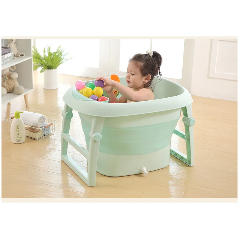 Bañera antideslizante para bebé recién nacido, Cubo de baño para pies, Plegable, portátil, gran capacidad, piscina