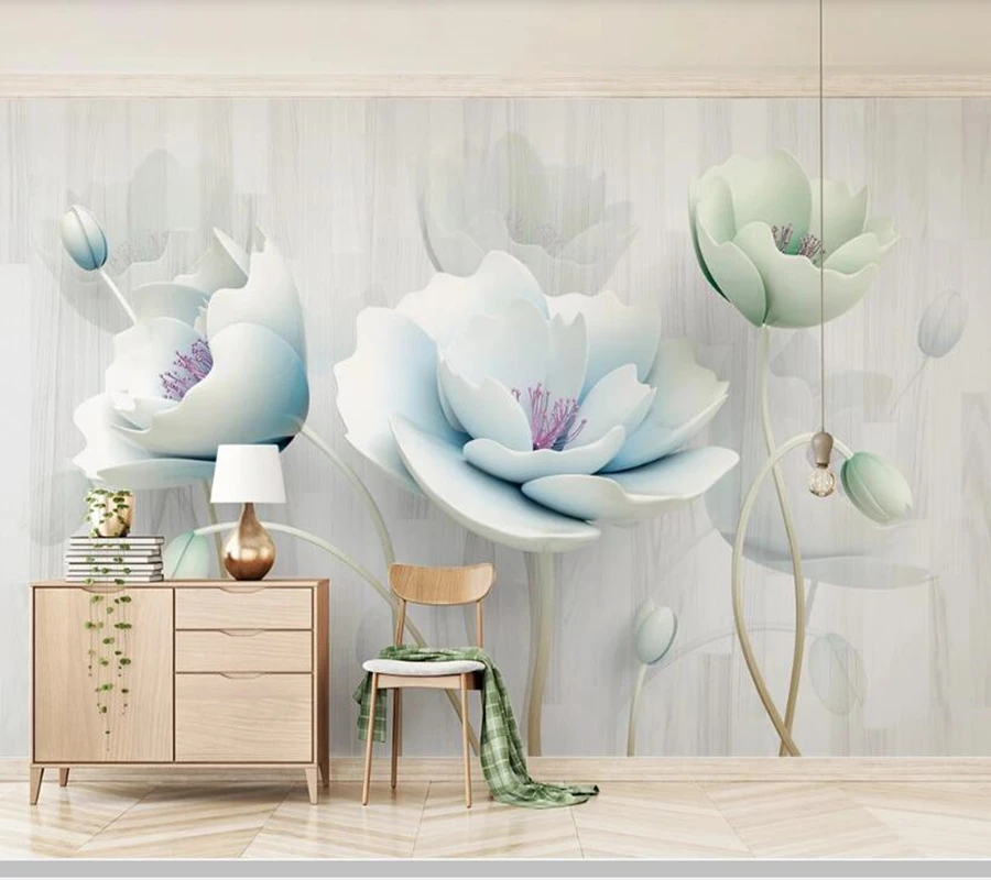 

Papel de parede 3d stereo relief flower blue fresh wood grain wallpaper,living room tv wall bedroom wall papers home decor mural