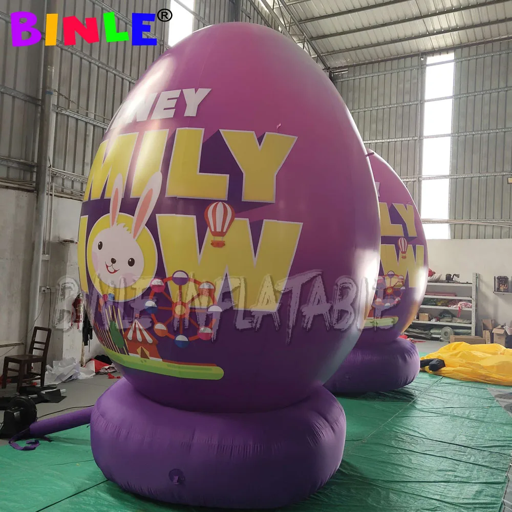 4 meters Tall Party Cute Colorful Inflatable Easter Egg with base,painted giant egg balloon Yard Blow Up Holiday Decoration