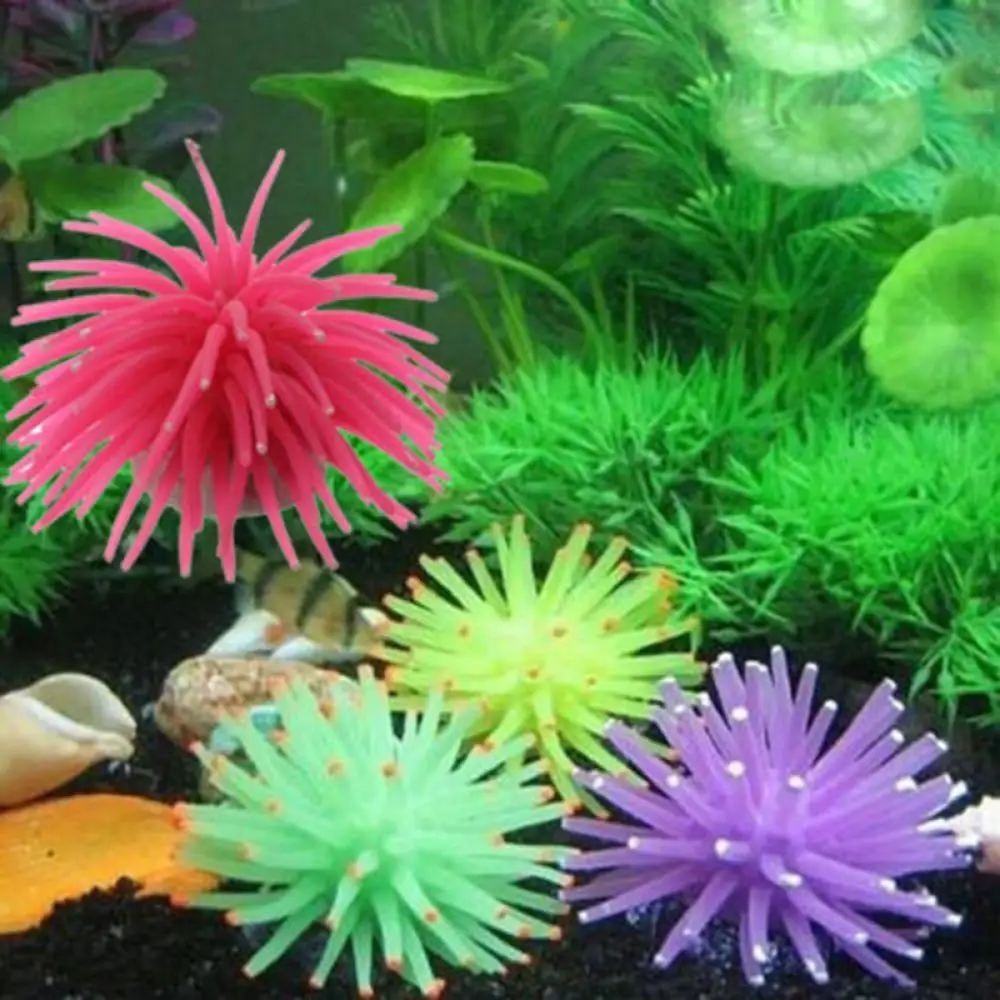 1Pcs Silicone Aquarium Fish Tank Artificial Coral Plant Underwater Ornament Decoration Colorful Coral Fish Aquatic Ornament