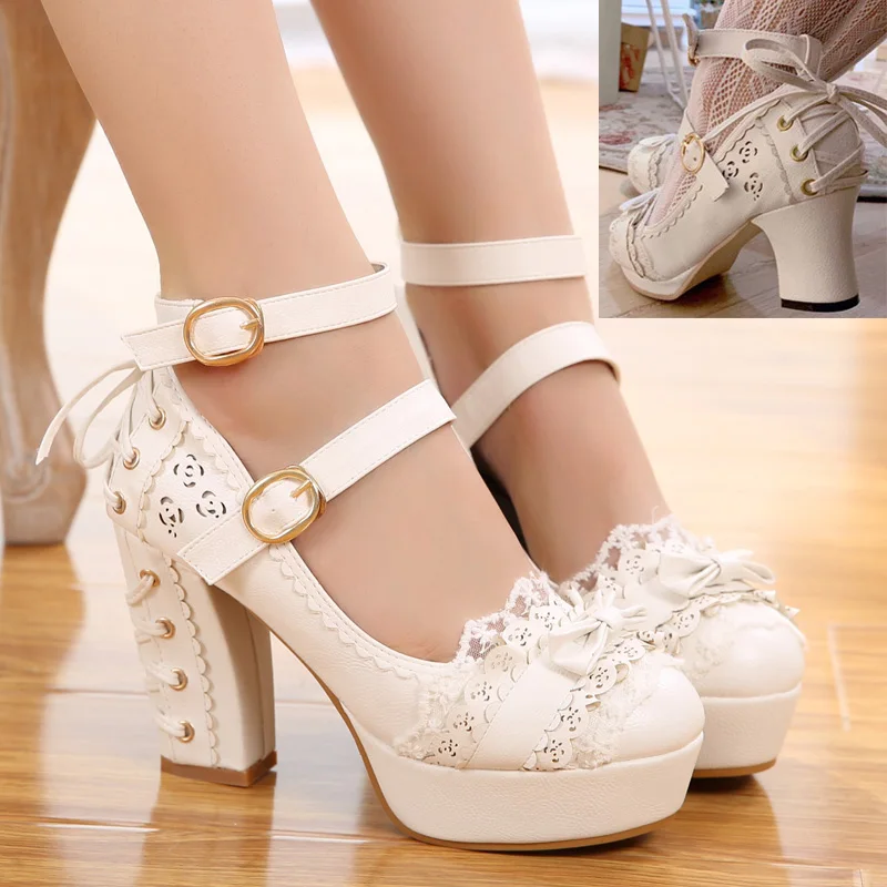 Lolita-Chaussures Japonaises à Talons Hauts et Nministériels d Papillon, Souliers à Plateforme en Dentelle, Style Princesse Kawaii, Vintage, pour Femme et Fille