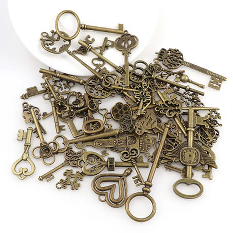 10pcs Vintage Metal Mixed Keys Charms Key Pendants Necklace DIY Decoration Retro Handmade Crafts Jewelry Accessories Zinc Alloy