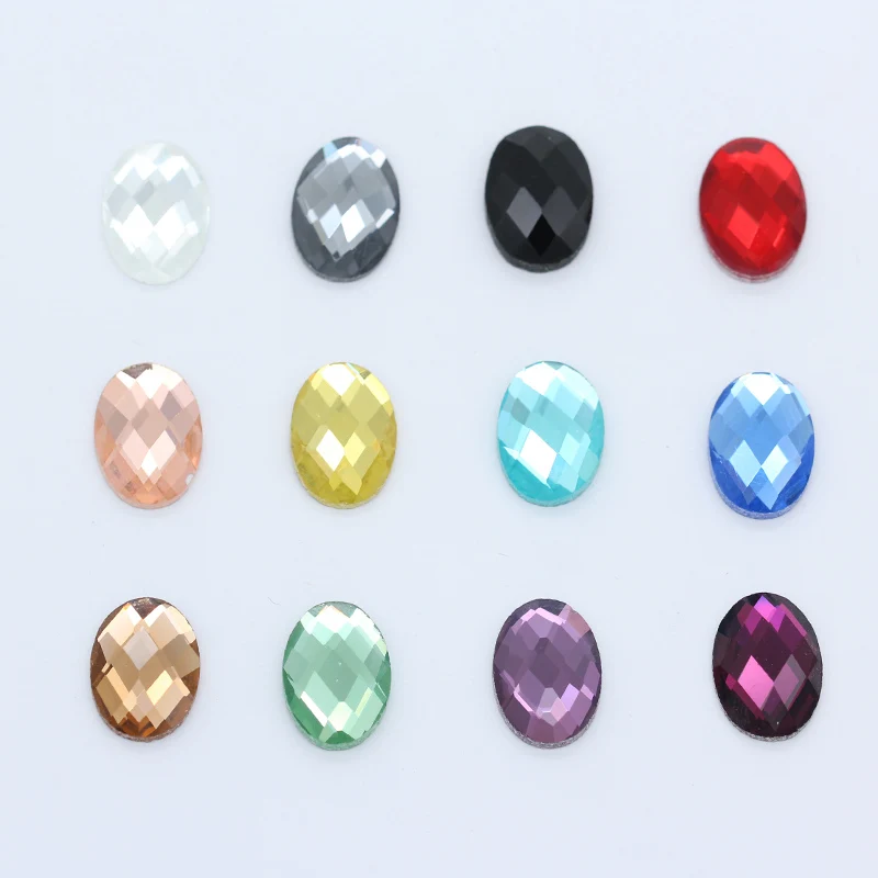 20pcs 8x10 10x14 13x18mm 18x25mm Folied back Oval Wedding Dress Rhinestones Glass Diy Glue-On Button Jewelry Making accessories