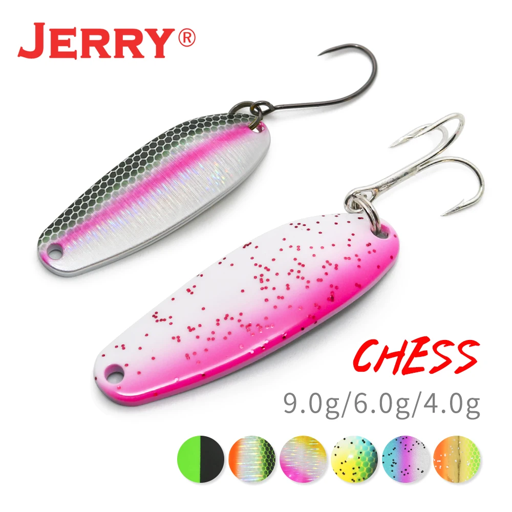 Jerry Chess Brass Fishing Lure Hard Metal Spoon For Pike Wobblers UV coating spinning lures Treble Hook fishing Tackle