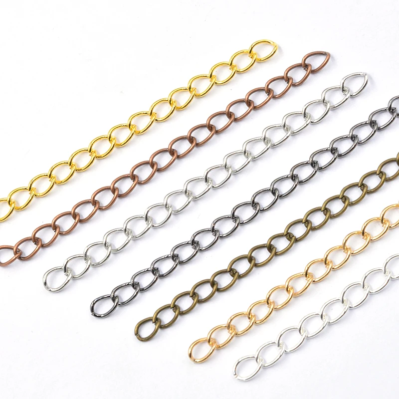 50pcs Silver Gold KC Gold Rhodium Copper Extended Extension Tail Chain Connector For Jewelry Making Bracelet Necklace Base Tray