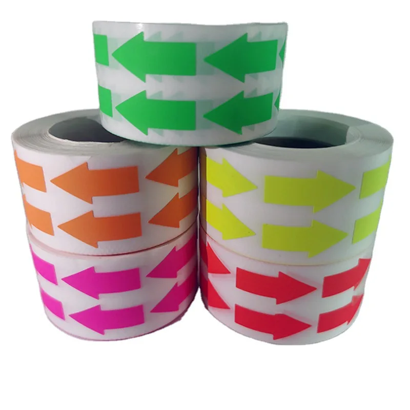 

5 Color/Set Rolled Arrow Sealing Sticker Warning Sticker Fluorescent Paper Bright Color Stickers Self Adhesive Labels 1.5x3cm