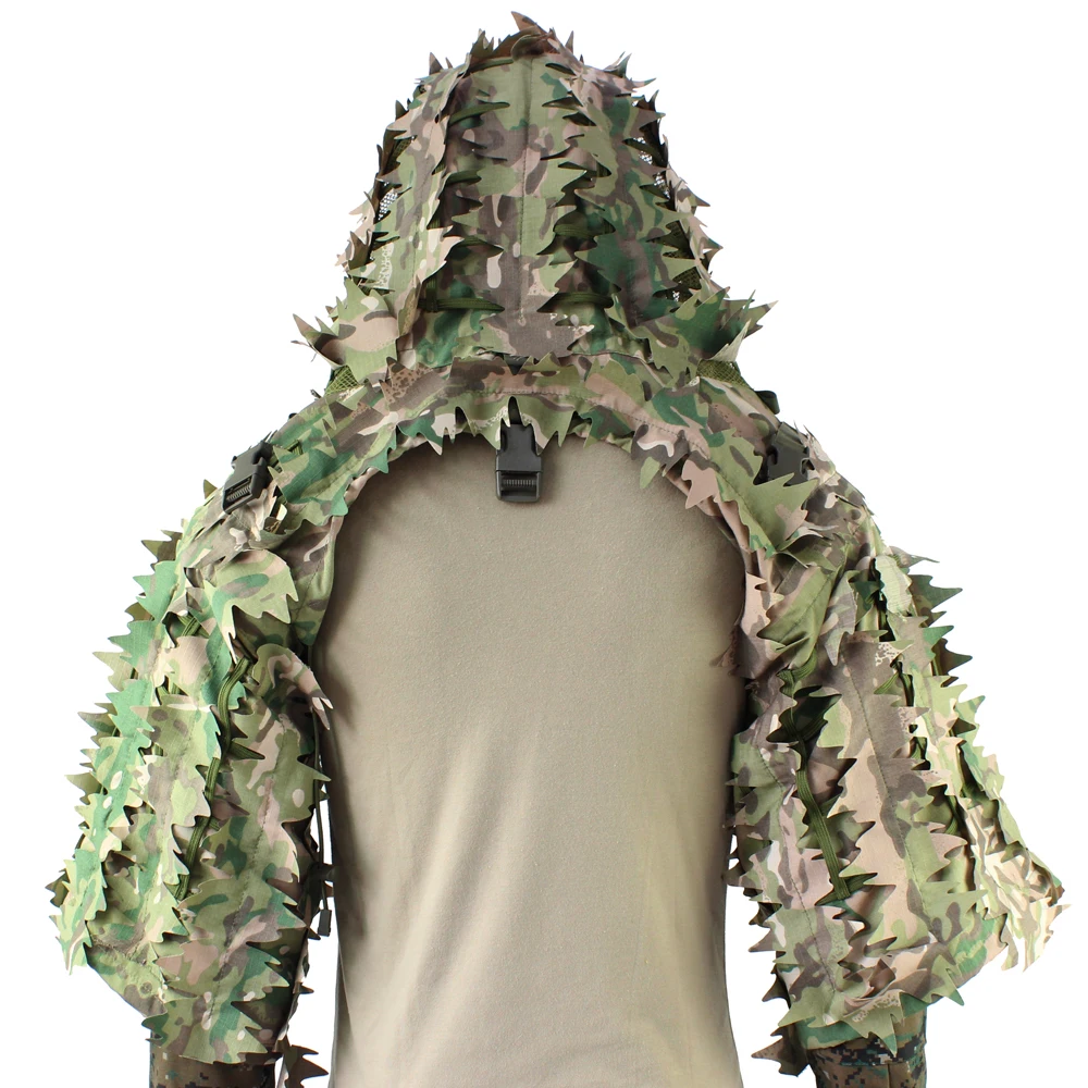 

Sniper Ghillie Viper Hood with 3D Laser-Cut Leaves, Breathable Sniper Viper Coat, Leafy Ghillie Suit Foundation, CP Multicam