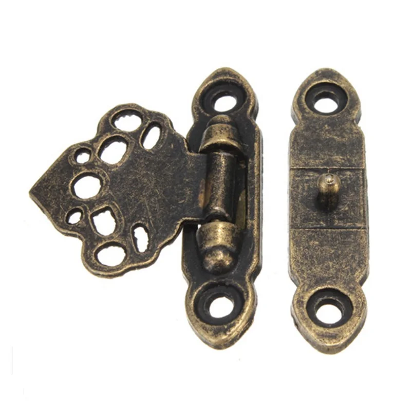 

12X Antique Brass Decor Jewelry Trinket Wooden Box Hasp Clasps Latch Hook+Screws