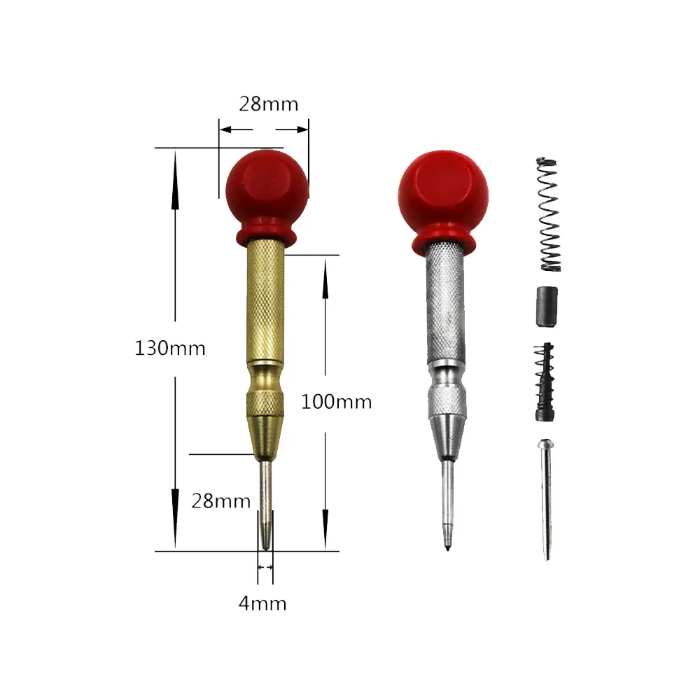 Automatic Center Pin Punch Woodworking Tools Spring Loaded Marking Metal Drill Bits Wood Press Dent Marker Tool