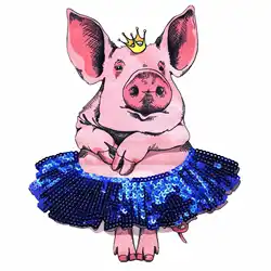 Printed sequin cloth stickers Little flying pig figure clothing accessories Children's clothing embroidery patch stickers