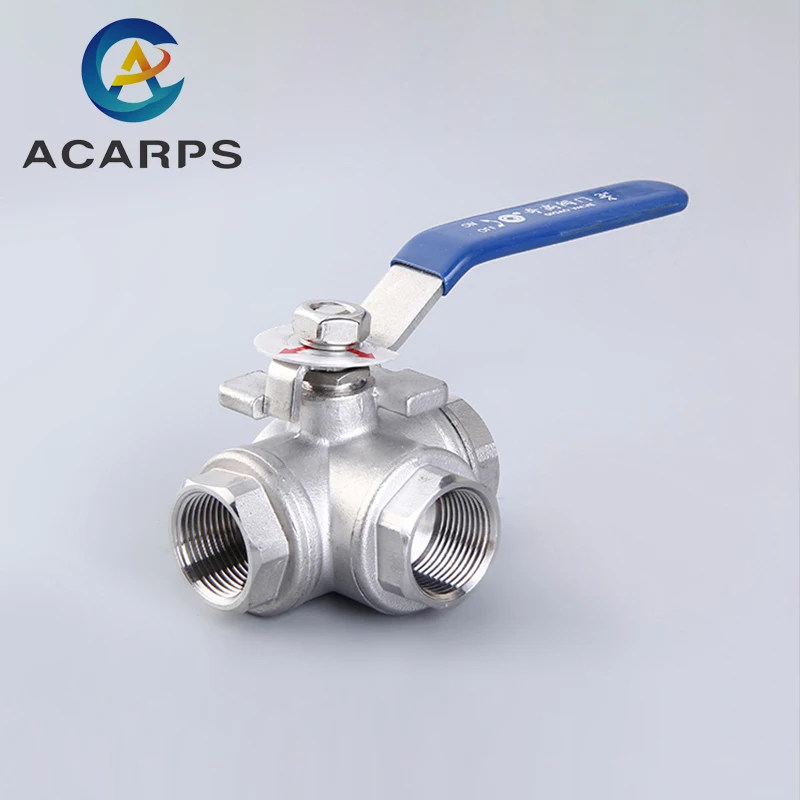 

1/4" 3/8" 1/2" 1" 1-1/2" 2" Sainless Steel Three Way Ball Valve L Type T Type 304 Internal Threaded Manual Valve