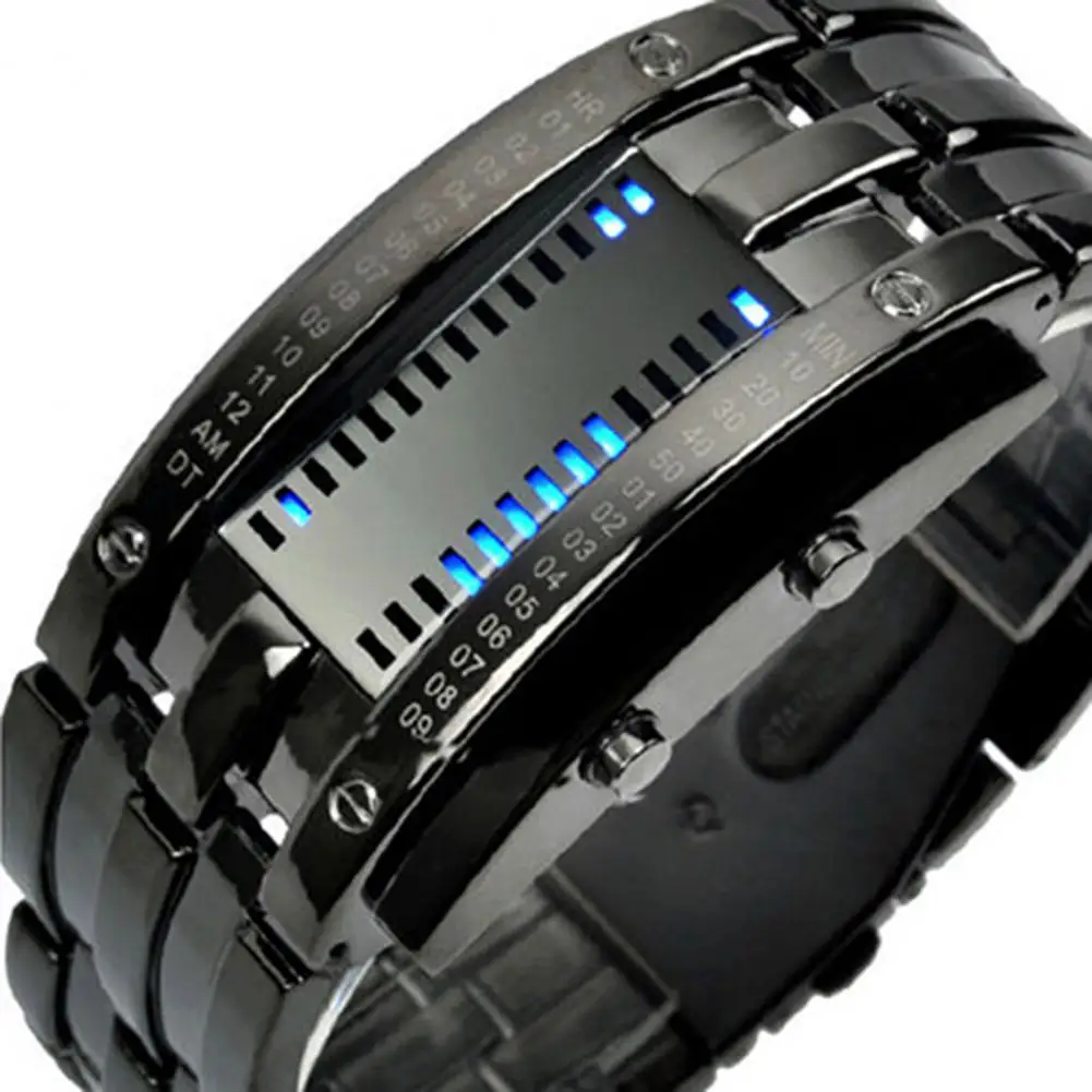 Reloj de pulsera Punk con correa y fecha, reloj luminoso Digital de acero de tungsteno para pareja, novedad de 2021