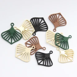 Zinc Alloy Spray Paint Hollow Heart Leaves Charms 10pcs/lot 22mm For DIY Fashion Jewelry Earring Making Accessories