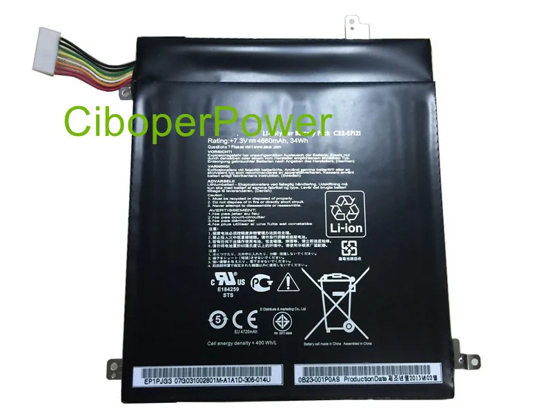 7.3V 34wh 4660mAh Model C22-EP121 battery For B121 EP121 B121-A1 B121-1A001F Tablet PC