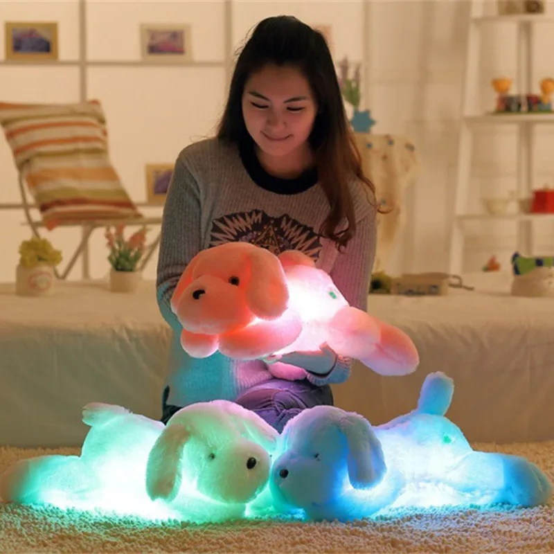 Vendita calda 50 CM classico cane luminoso LED luce peluche cuscino giocattoli per bambini peluche bambola regalo di Natale