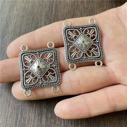 JunKang 10pcs two-color metal alloy square cap pendant accessories DIY making bracelet and necklace connecting pieces