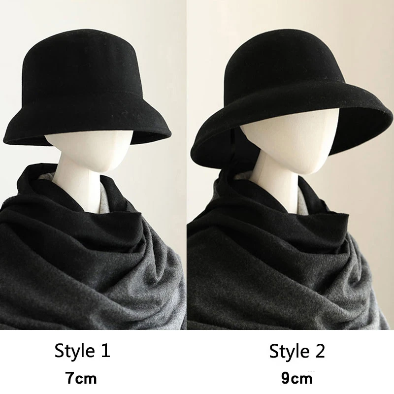 High Quality Women 100% Wool Felt Hats Black Wide Brim Fedoras For Party Church Hats Pork Pie Fedora Hepburn Hats  New Fashion