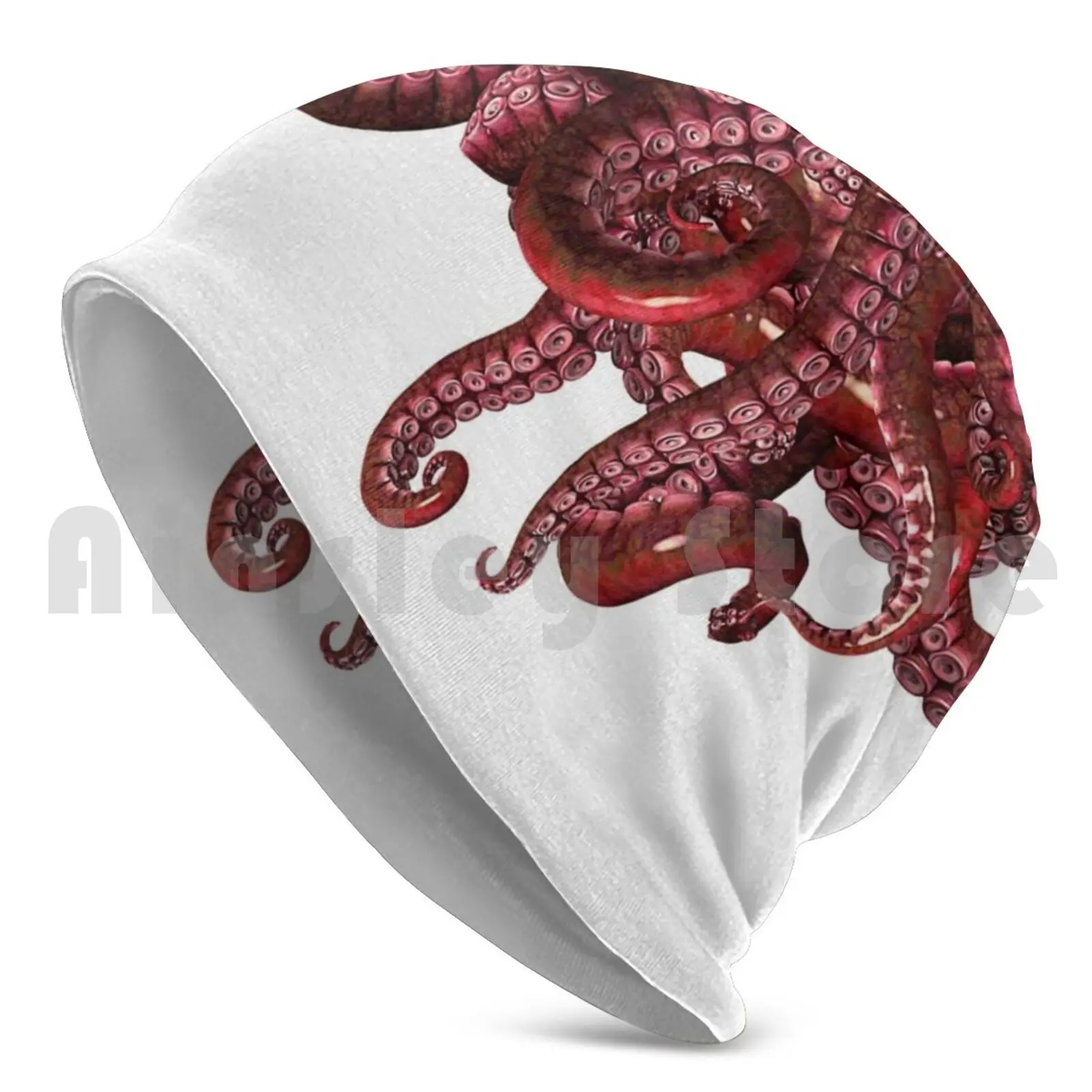 Suckers In Red Beanies Knit Hat Hip Hop Tentacle Worm Tentacles Worms Octopus Squid Cuttlefish