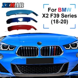ZEMAR 3pcs ABS For BMW X2 F39 Series 2018 2019 2020 2021 2022 Car Racing Grille Strip Trim Clip M Power Performance Accessories