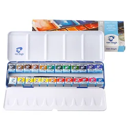 VAN GOGH Solid Watercolor Paint Set 12/15/18/24 Colors Professional Water Color for Paint Watercolor Art Supplies