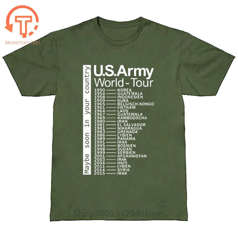 2020 funny military design concert t-shirt men The US Army World Tour T shirts homme tshirt fashion leisure rock music Tops Tee