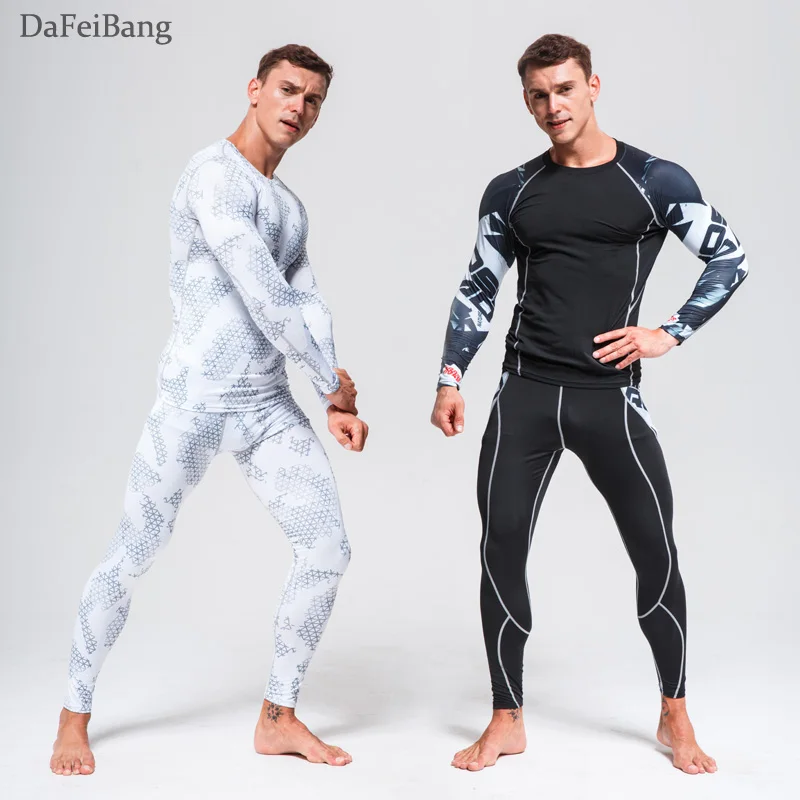 Quick Dry Functionele Compressie Trainingspak Fitness Strakke Shirts Sport Past Mannen Ski Thermisch Ondergoed Sets Sport