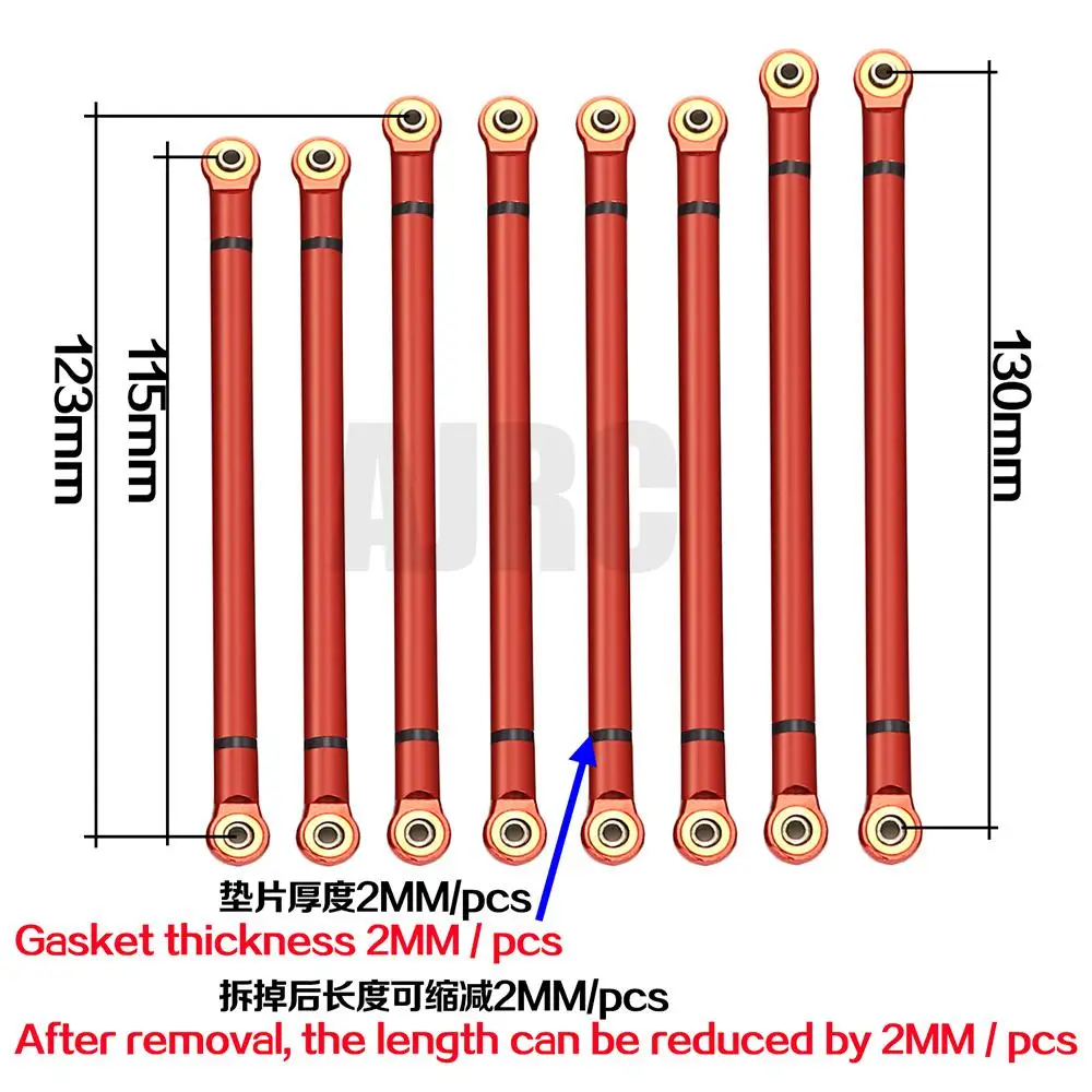 8pcs/lot Alloy Link Rod 313MM Wheelbase Suit for Axial SCX10 1/10 RC Crawler Car Parts
