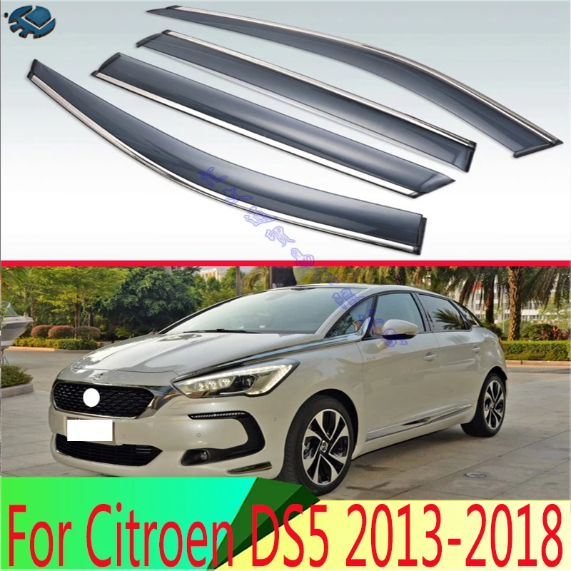 For Citroen DS5 2013-2018 Plastic Exterior Visor Vent Shades Window Sun Rain Guard Deflector 4pcs