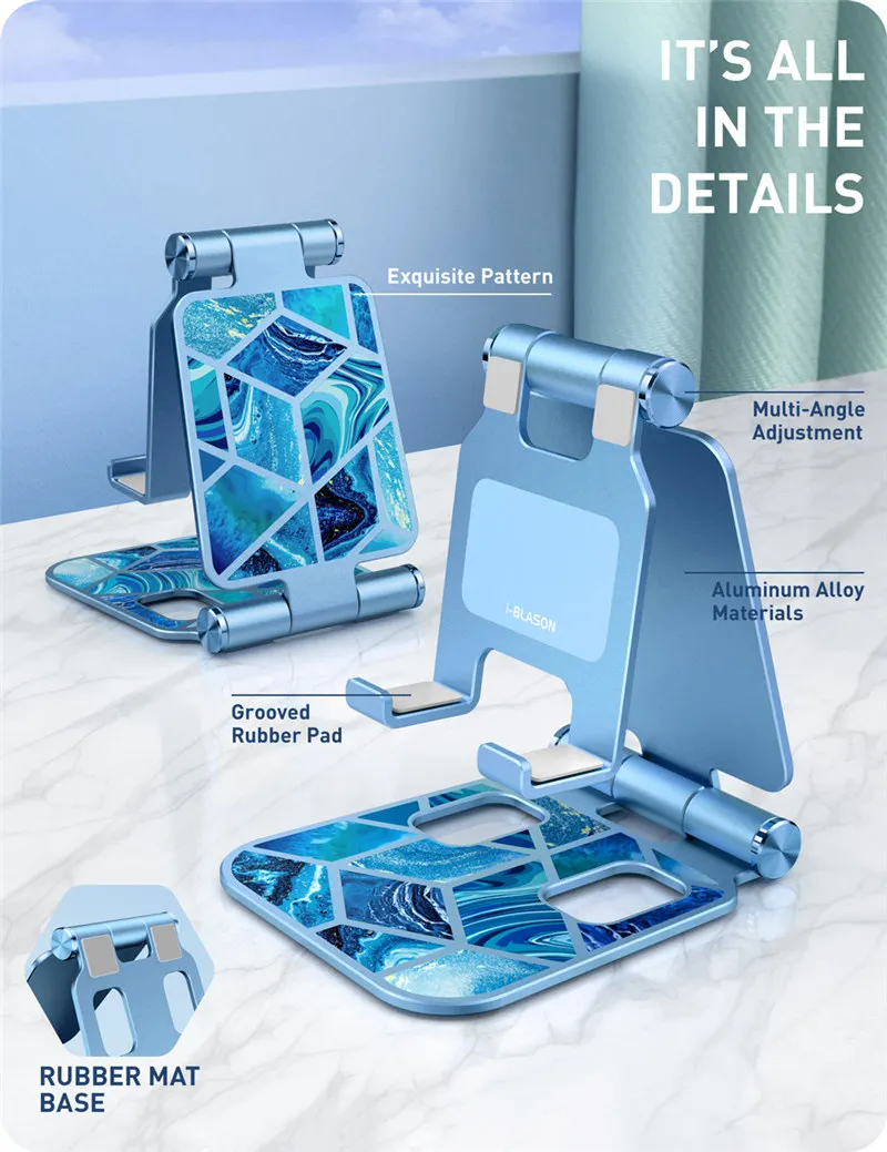 Adjustable Cell Phone Stand Holder I-Blason Phone Dock Multi Angle Compatible with Smart Phone For iPhone For Android Smartphone