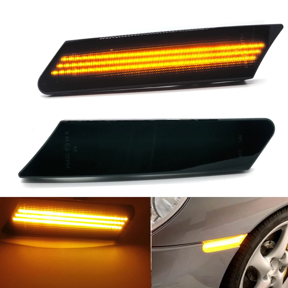 

1pair LED Side Marker Turn Signal Light Amber 2005-2012 For Porsche 911 997 Turbo Carrera S GT2 GT3 RS Boxster Cayman 987