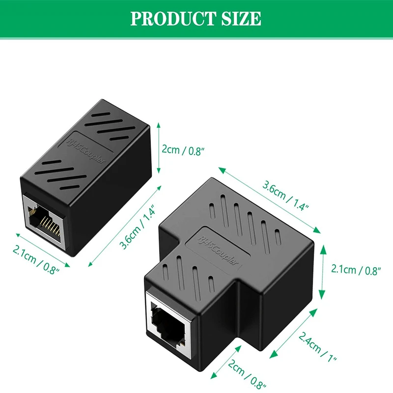 HTOC 5 Pack RJ45 Splitter Connectors Adapter 2 Pack kobieta 1 do 2 i 3Pack kobieta 1 do 1 Adapter gniazda sieciowego dla Cat5 Cat6