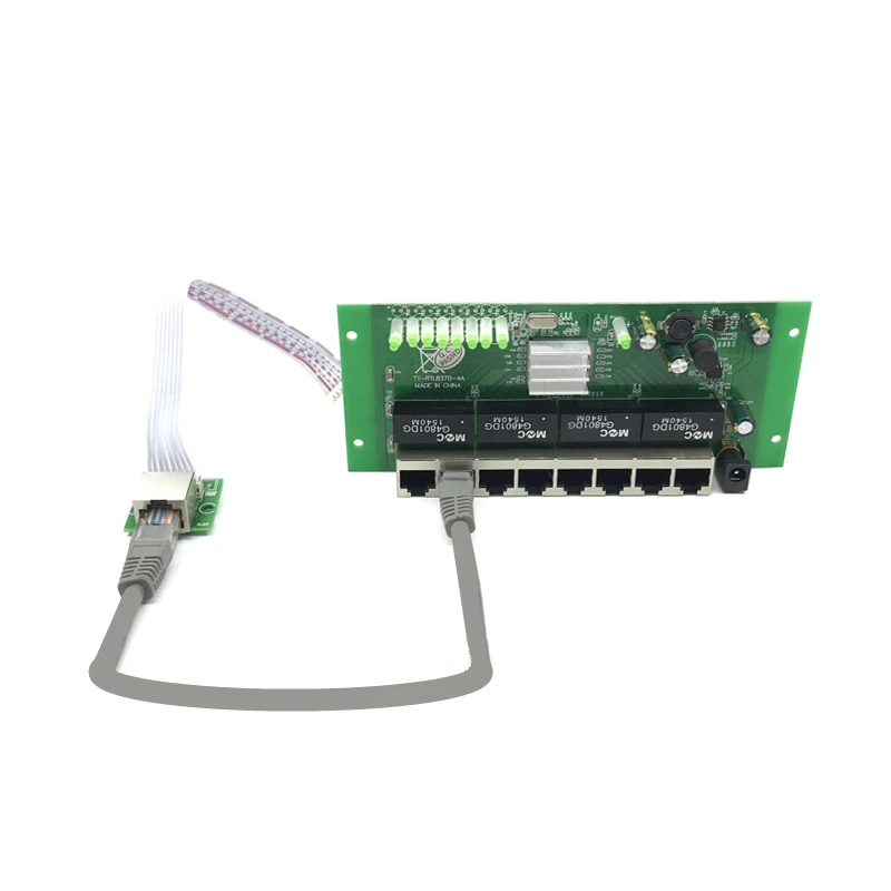 OEM PBC 8พอร์ตสวิตช์Gigabit Ethernet 8พอร์ตMet 8 Pin Way 10/100/1000 M Hub 8way power Pin Pcb Board OEMเจาะGat