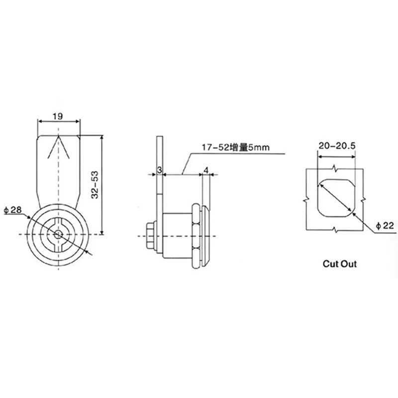 Zinc Alloy Metro/HSR/Train Door Lock Multifunction Electric Cabinet Lock Trash Bin Elevator Scalator Triangle Lock