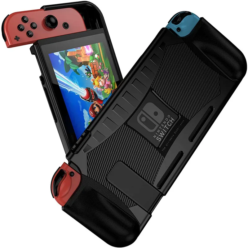 Coque de protection en TPU pour Nintendo Switch, accessoires, coque, 2 porte-cartes, poignée ergonomique, poignée, antichoc, refroidissement