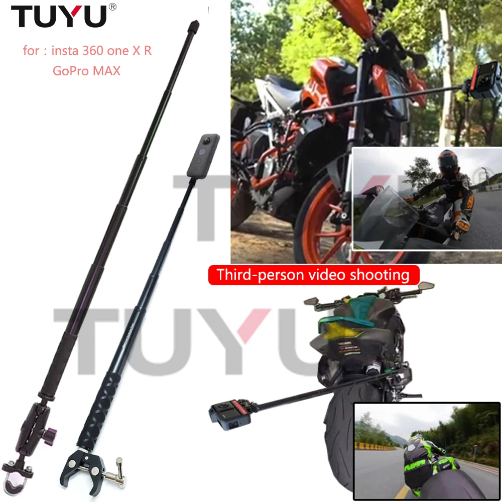 TUYU-ذراع تمديد عصا سيلفي من الألومنيوم ، لـ insta360 One R X Gopro Max ، ملحقات ذراع سيلفي غير مرئية