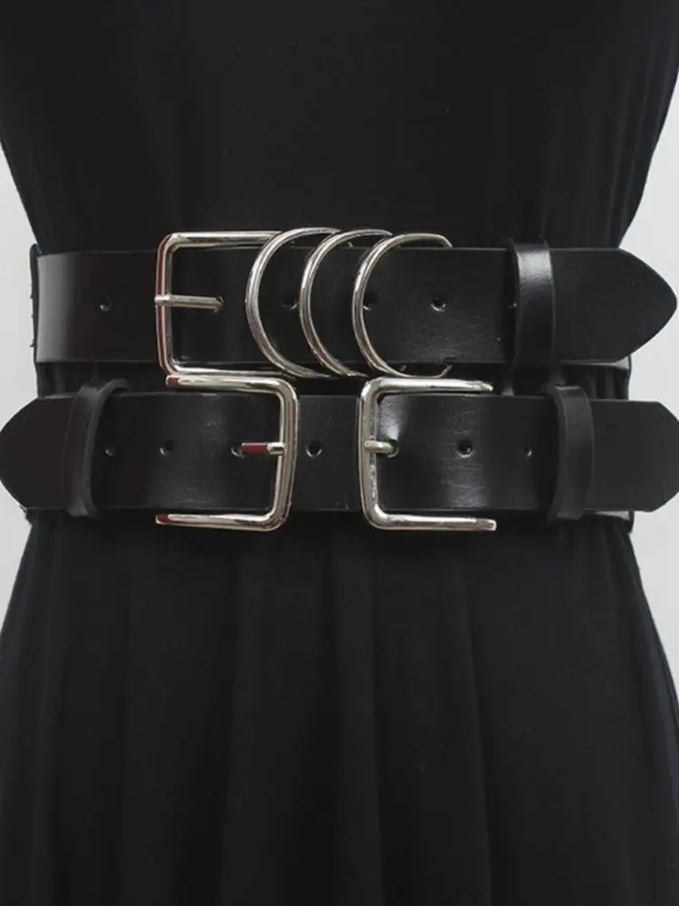 Ceinture large et élastique en cuir véritable pour femme, Corsets pour robe, R193