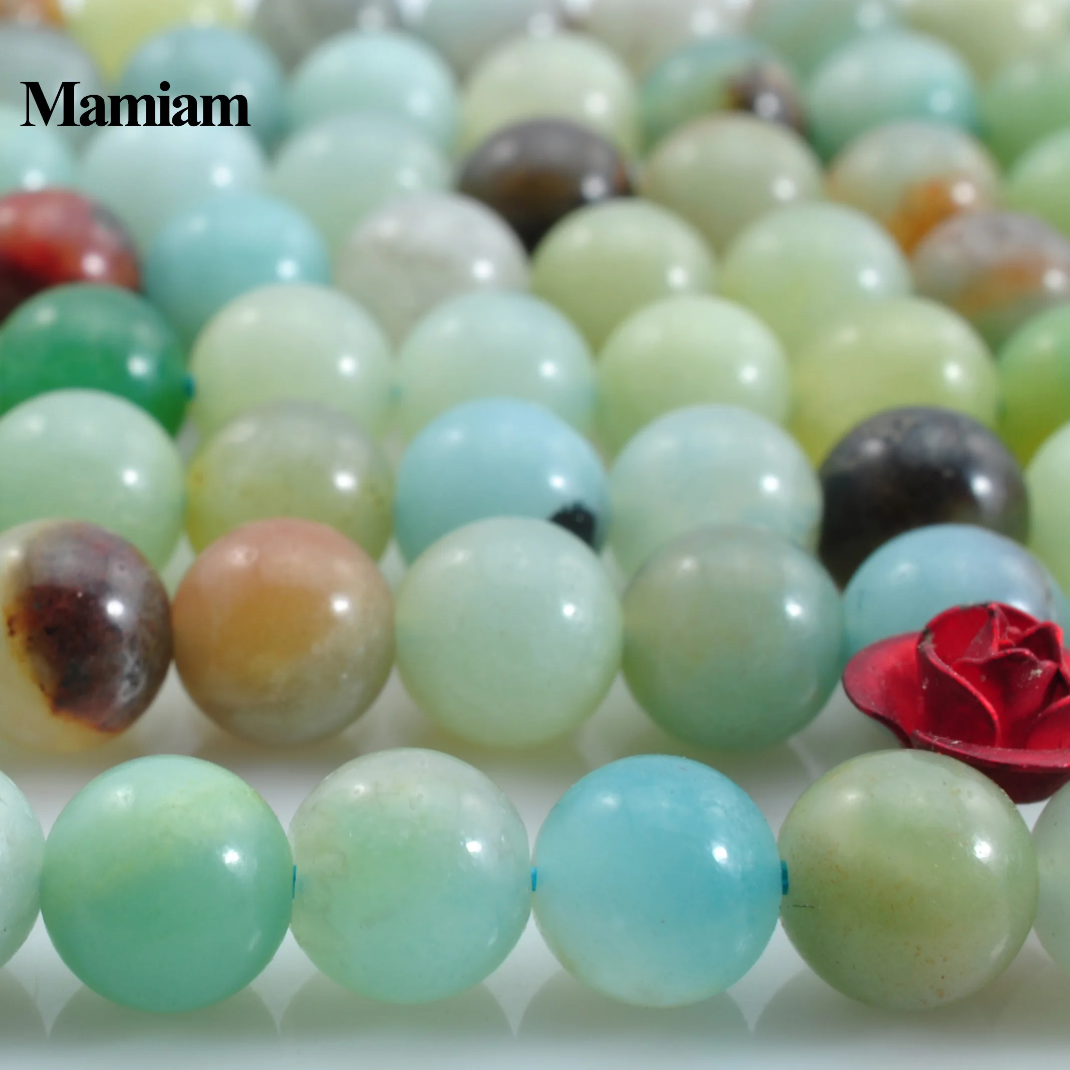 

Mamiam Natural Colorful Amazonite Smooth Round Beads 6-12mm Loose Stone Diy Bracelet Necklace Jewelry Making Gemstone Design