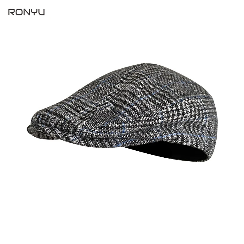 Jesień Unisex czapki na co dzień męskie Retro berety kobiety szary Plaid czapka gazeciarza Duckbill Ivy płaskie czapki bawełniane daszki kaszkiety NM19
