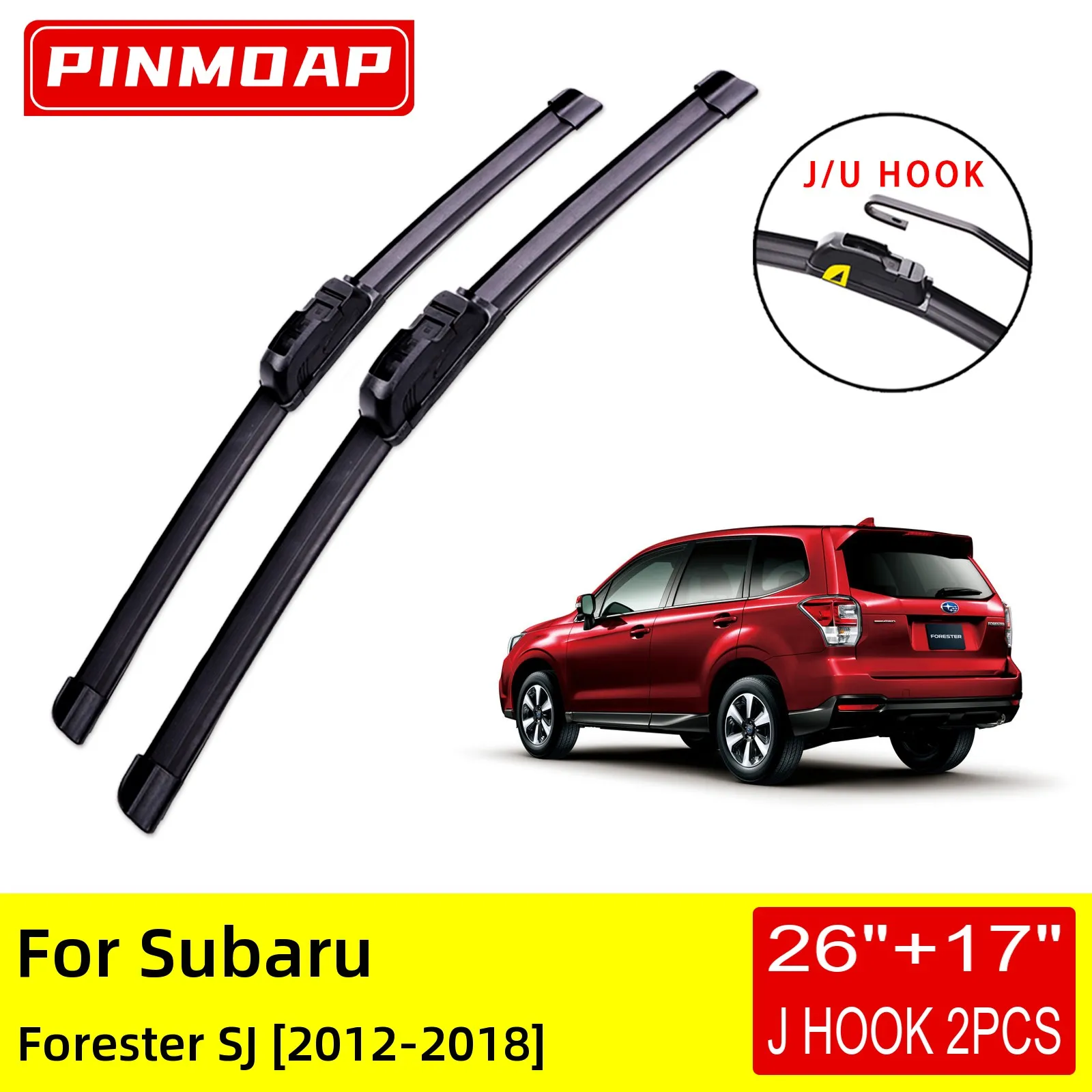 For Subaru Forester SJ 2012 2013 2014 2015 2016 2017 2018  Front Wiper Blades Brushes Cutter Accessories U J Hook