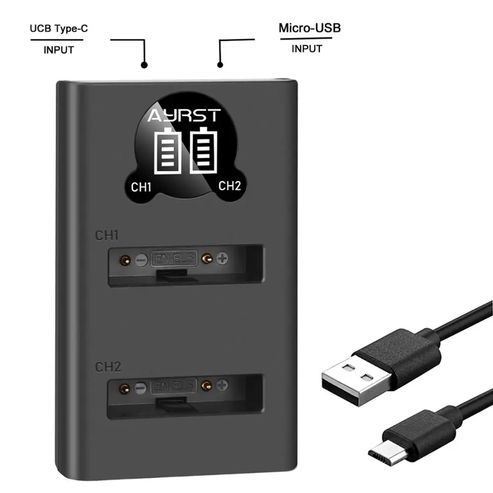 1800mAh EN-EL5 ENEL5 baterie do aparatu + ładowarka z podwójnym portem USB AKKU na aparat Nikon Coolpix P80 P90 P100 P500 P510 P520 P530 p5000