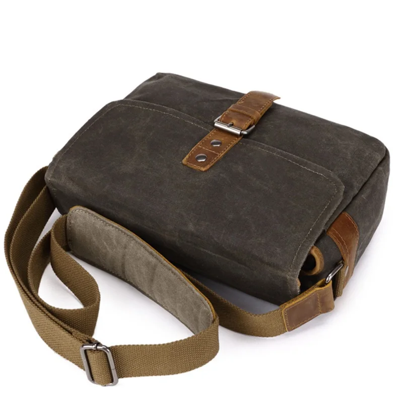 Imagem -04 - Bolsas de Ombro Enceradas a Óleo para Homens Bolsa para Câmera Dslr Mensageiro de Lona Impermeável Bolsas Casuais Tiracolo Vintage à Prova de Choque