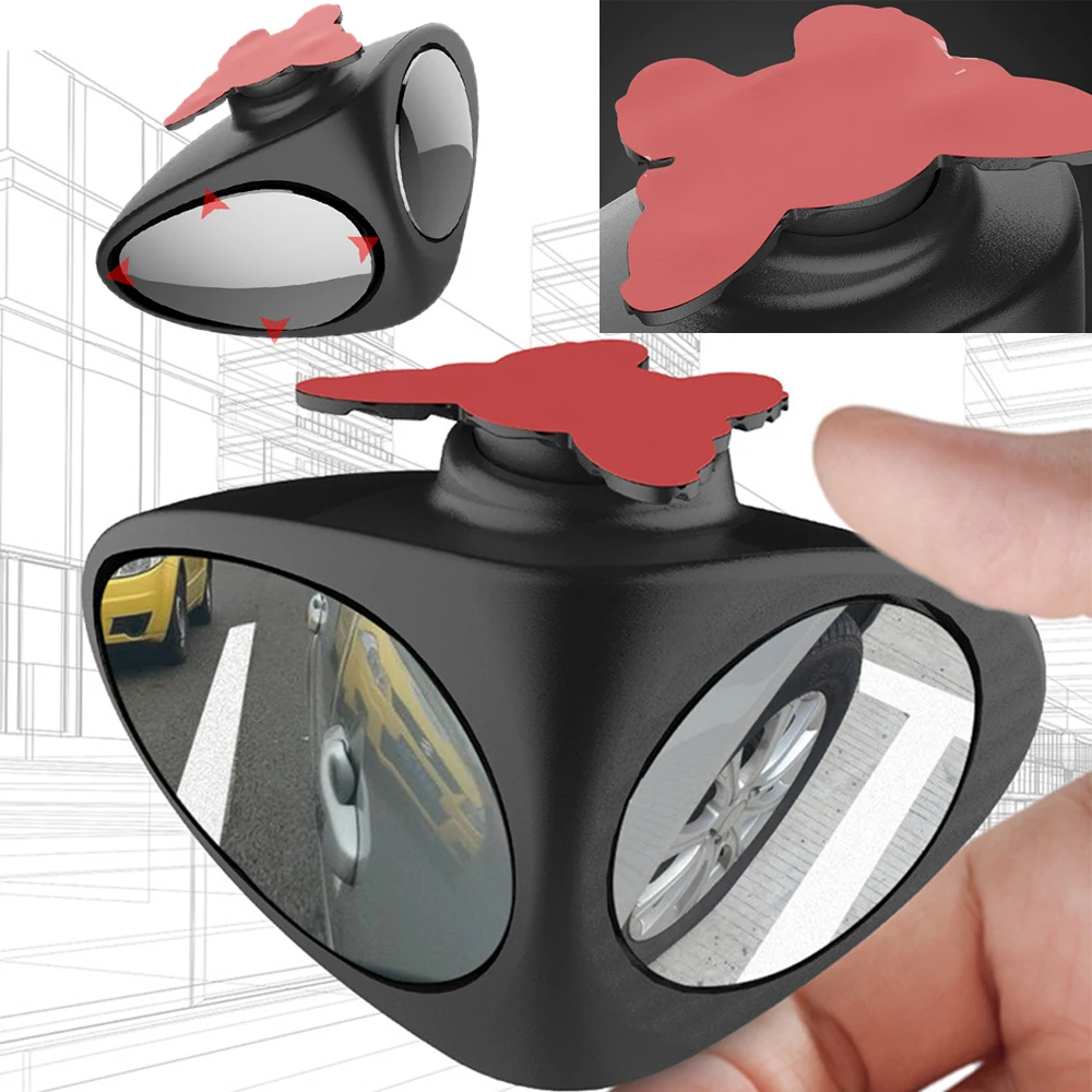 Adjustable Automobile Wide Angle Exterior Parking Safety Accessories 360 Degree Rotatable 2 Side Car Blind Spot Convex Mirror