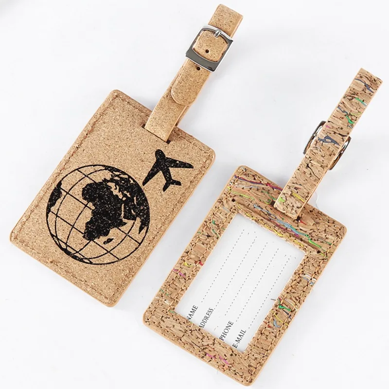 

New Earth Suitcase Wood color PU Leather Luggage Tags Label Bag Pendant Handbag Travel Accessories Name ID Address Tags