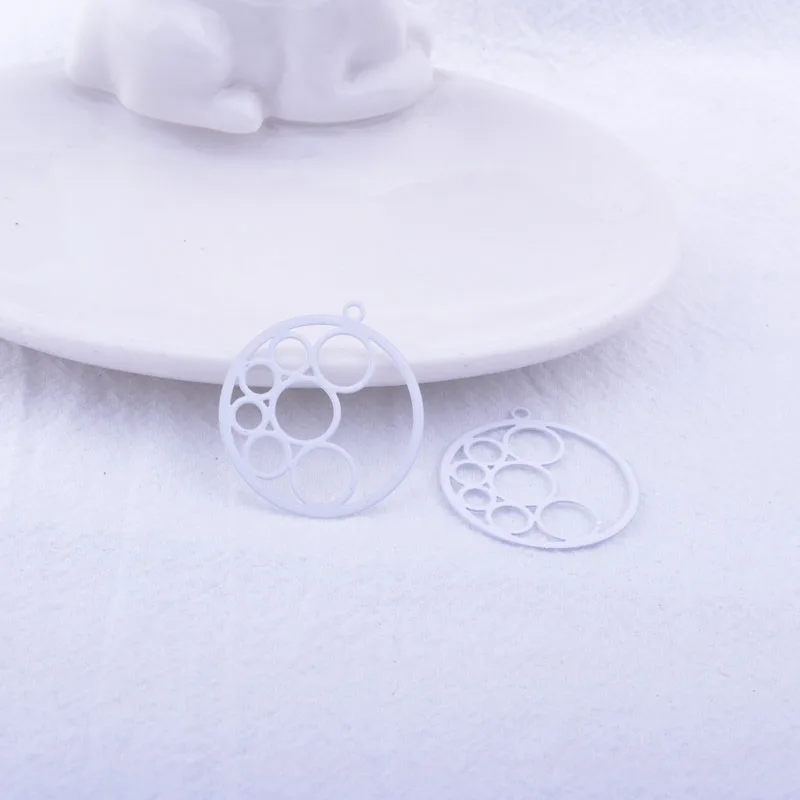 50 Stück AB6030 25mm Runde Anhänger aus Messing in Blattform für DIY-Schmuckherstellung und Ohrringzubehör – Detail 7