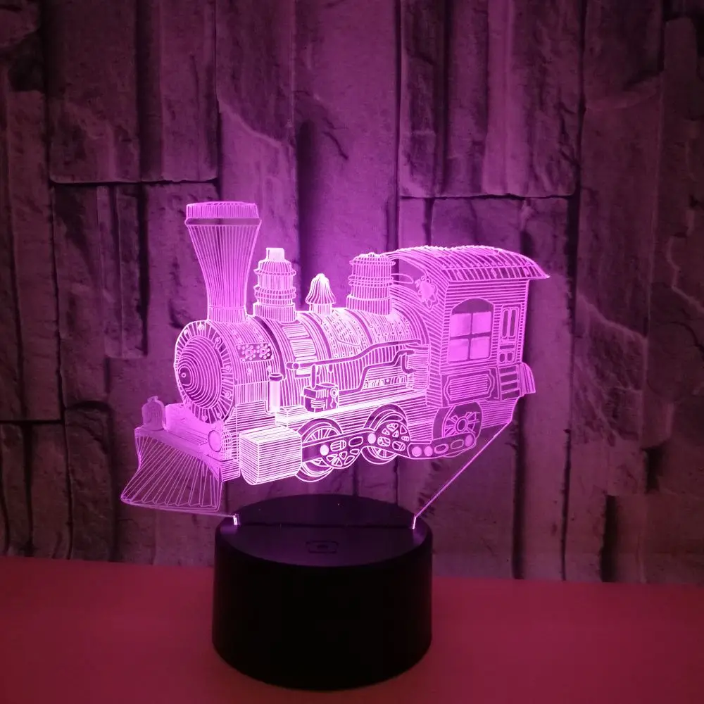 Retro Train Theme 3D โคมไฟ LED Light Night 7เปลี่ยนสีสัมผัสอารมณ์คริสต์มาส Dropshippping